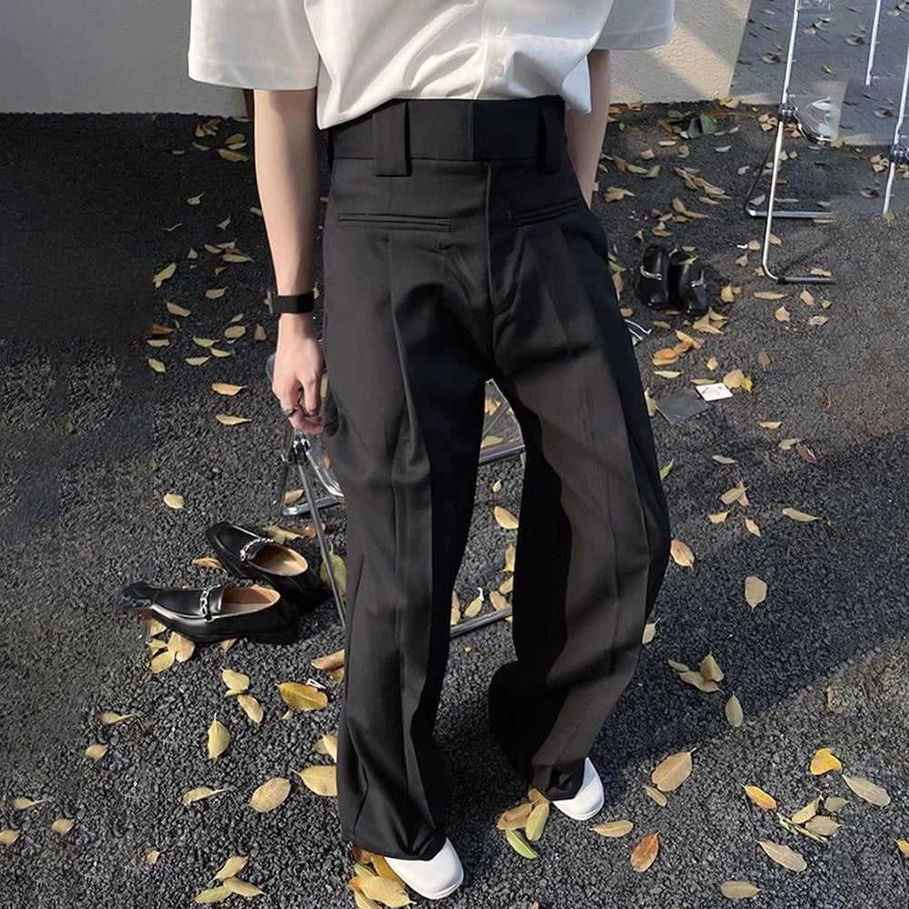 HEARUJOY  -  Mens Trousers Reverse Design Front Pocket Wide Leg Pants Autumn Fashion Couple Versatile Simple Daily Casual Pants Unisex
