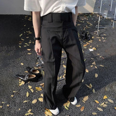 HEARUJOY  -  Mens Trousers Reverse Design Front Pocket Wide Leg Pants Autumn Fashion Couple Versatile Simple Daily Casual Pants Unisex