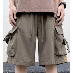 Hearujoy American Oversized Cargo Shorts Men Summer Thin Casual Casual Pants Loose Pocket Gym Shorts for Men Clothing Y2k Streetwear