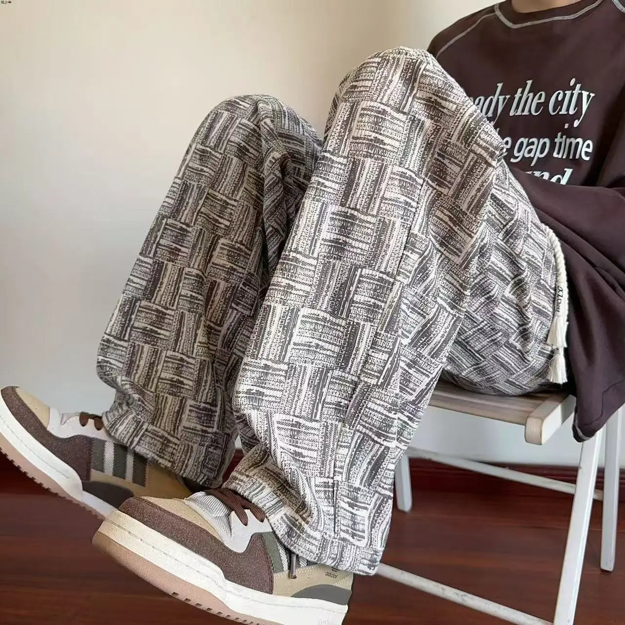 HEARUJOY  -  Summer Straight Chino Corduroy Men's Spring New Fashion Retro Sports Pants Loose Wide-legged Casual