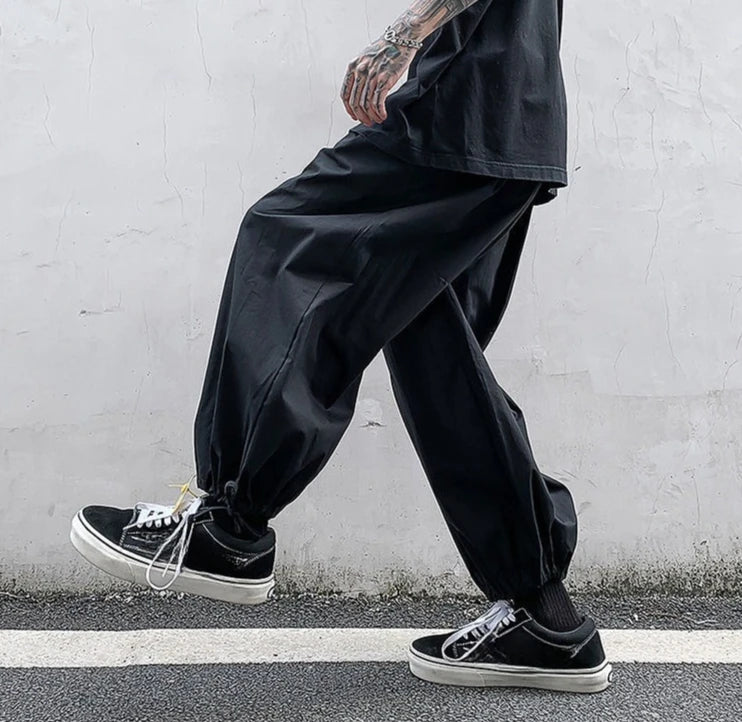 HEARUJOY  -  Solid Color Loose Thin Men's Casual Wide-leg Pants Summer High Quality Slacks Fashion 2025 Cotton Xxxl Y2k Male Cropped Trousers