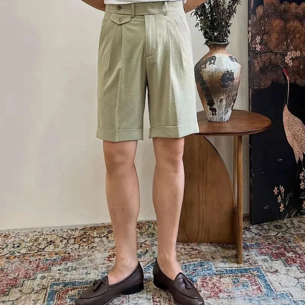 HEARUJOY  -  Mens Business Casual Shorts Spring Summer Breathable Daily Plain Comfortable Versatile Fashion Shorts Men'S Clothing 2025 New