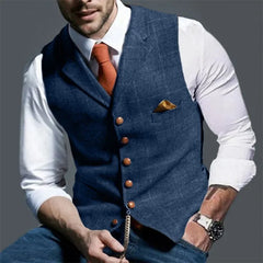 HEARUJOY  -  Men Suit Vests Slim Fit 2024 Spring Autumn Male Sleeveless Formal Business Jackets Casual Plaid Waistcoat For Wedding Groomsmen