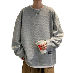 HEARUJOY  -  Korean Style Teenager Loose Round Neck Sweatshirt Men's Trendy Brand Long-sleeved Pullover Spring Autumn