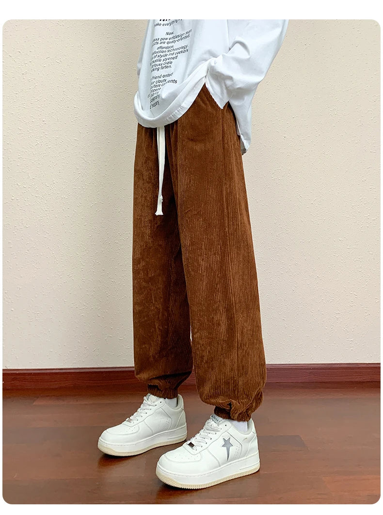 HEARUJOY  -  Autumn New Corduroy Joggers Men Baggy Harem Pants Korean Fashion Men Jogging Sweatpants Woman Casual Trousers Streetwear Men