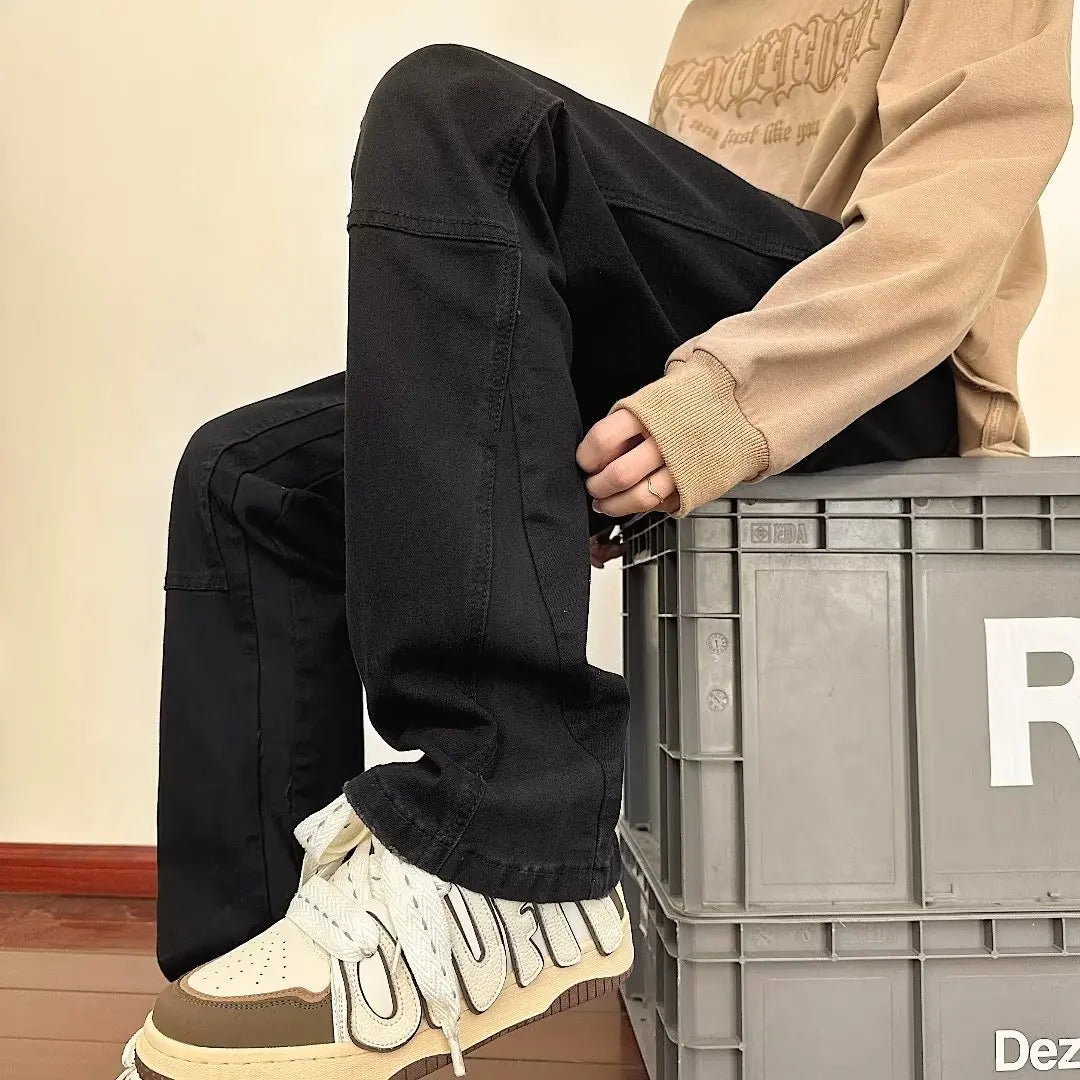 HEARUJOY  -  Y2K Streetwear New Kpop Flare Jeans Cargo Pants Men Clothing Straight Old Vintage Hip Hop Denim Trousers Pantalones Hombre