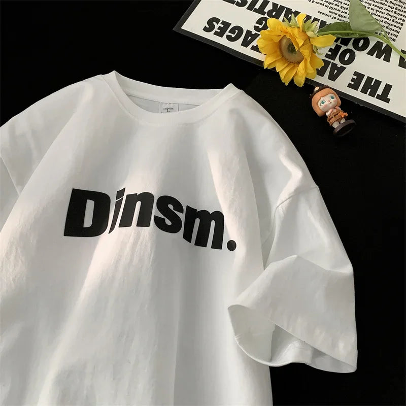 HEARUJOY  -  T Shirt Oversized Cotton For Men White Men's Letter Print T-shirts Male Casual Wear 5XL Summer Tee Shirts Unisex Big Size