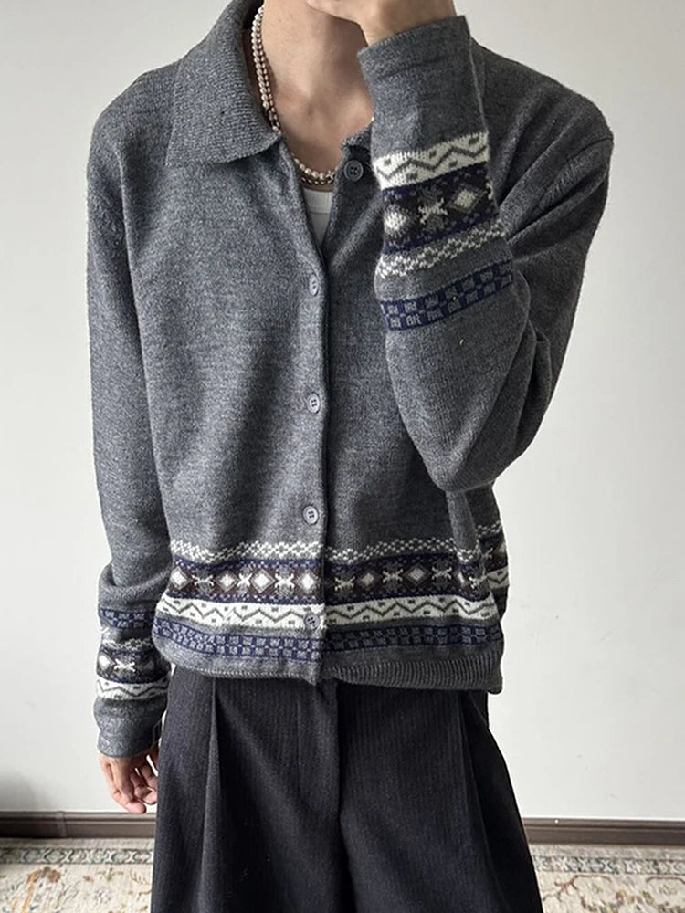 HEARUJOY  -  Stylish Mens Slim Knitted Cardigans Autumn Winter Outdoor Casual Turn-down Collar Knit Jacket Coat Men Vintage Crochet Sweaters