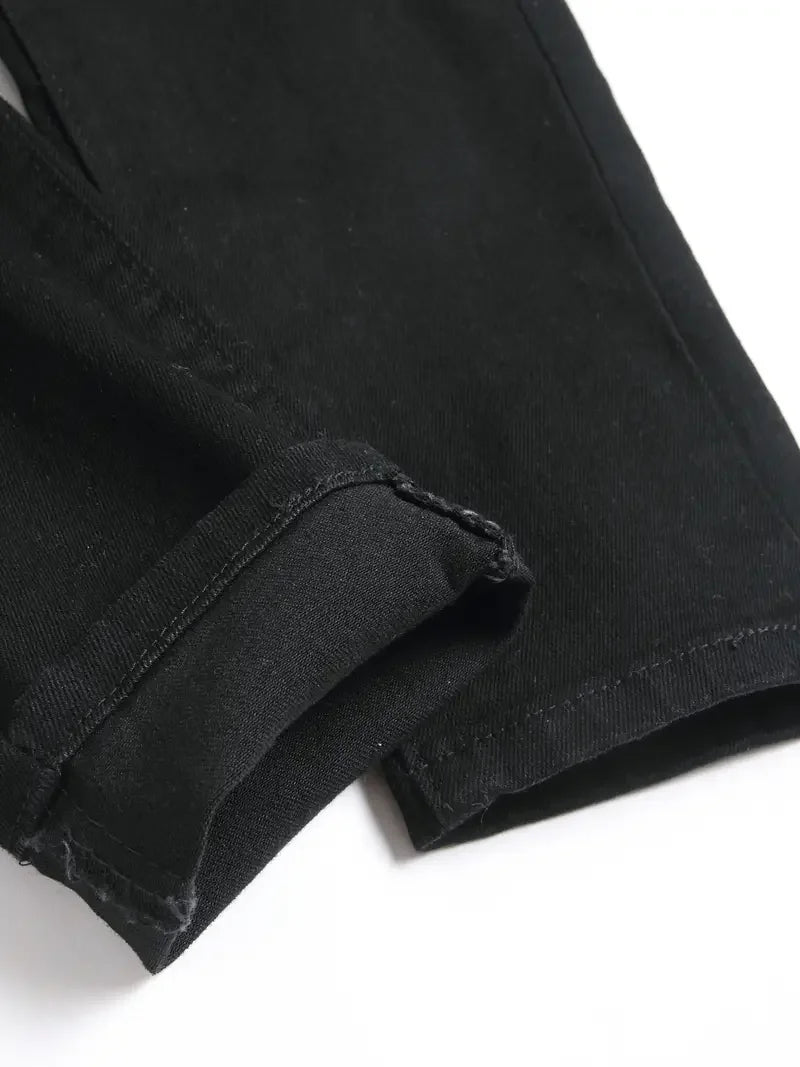 HEARUJOY  -  Men'S Slim-Fit Dark Cotton Jeans - Stretch Denim Pencil Pants, Machine Washable
