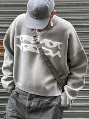 HEARUJOY  -  Trendy Long Sleeve Knitted Sweaters Men's Outdoor Fashion Crew Neck Loose Sweater Autumn Winter Vintage Mens Knitting Pullovers