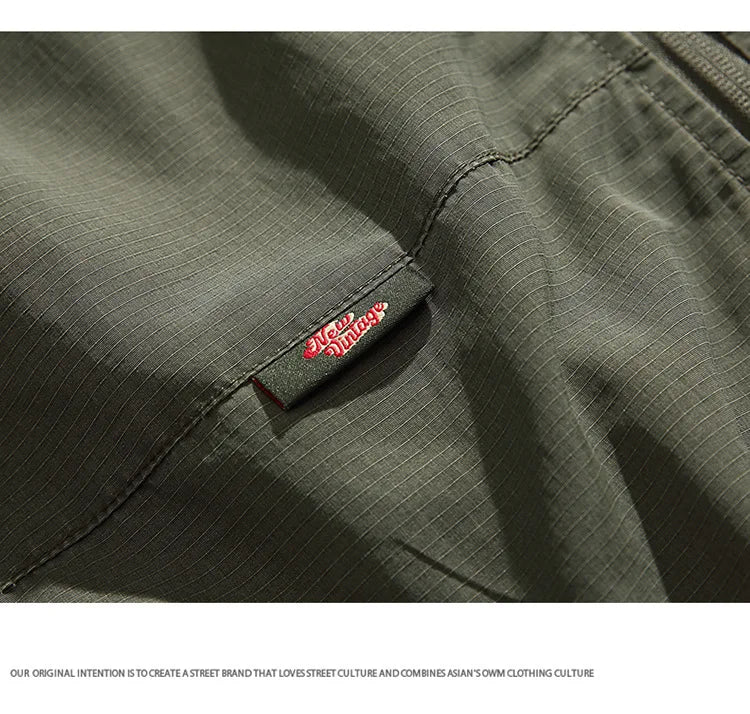 HEARUJOY  -  Japanese Retro Spring/Fall Outdoor Workwear Jacket Men's Quick-Dry Lapel Utility Coat Oversized Pilot Jacket with Multi-Pockets