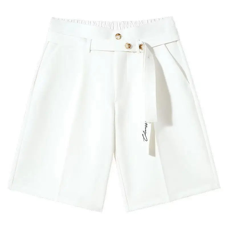 HEARUJOY  -  Fashion Suit Shorts Men Women Adjustable Waist Belt Loose Five Quarter Pant Summer Ice Silk Casual shorts Unisex Streetwear