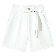 HEARUJOY  -  Fashion Suit Shorts Men Women Adjustable Waist Belt Loose Five Quarter Pant Summer Ice Silk Casual shorts Unisex Streetwear