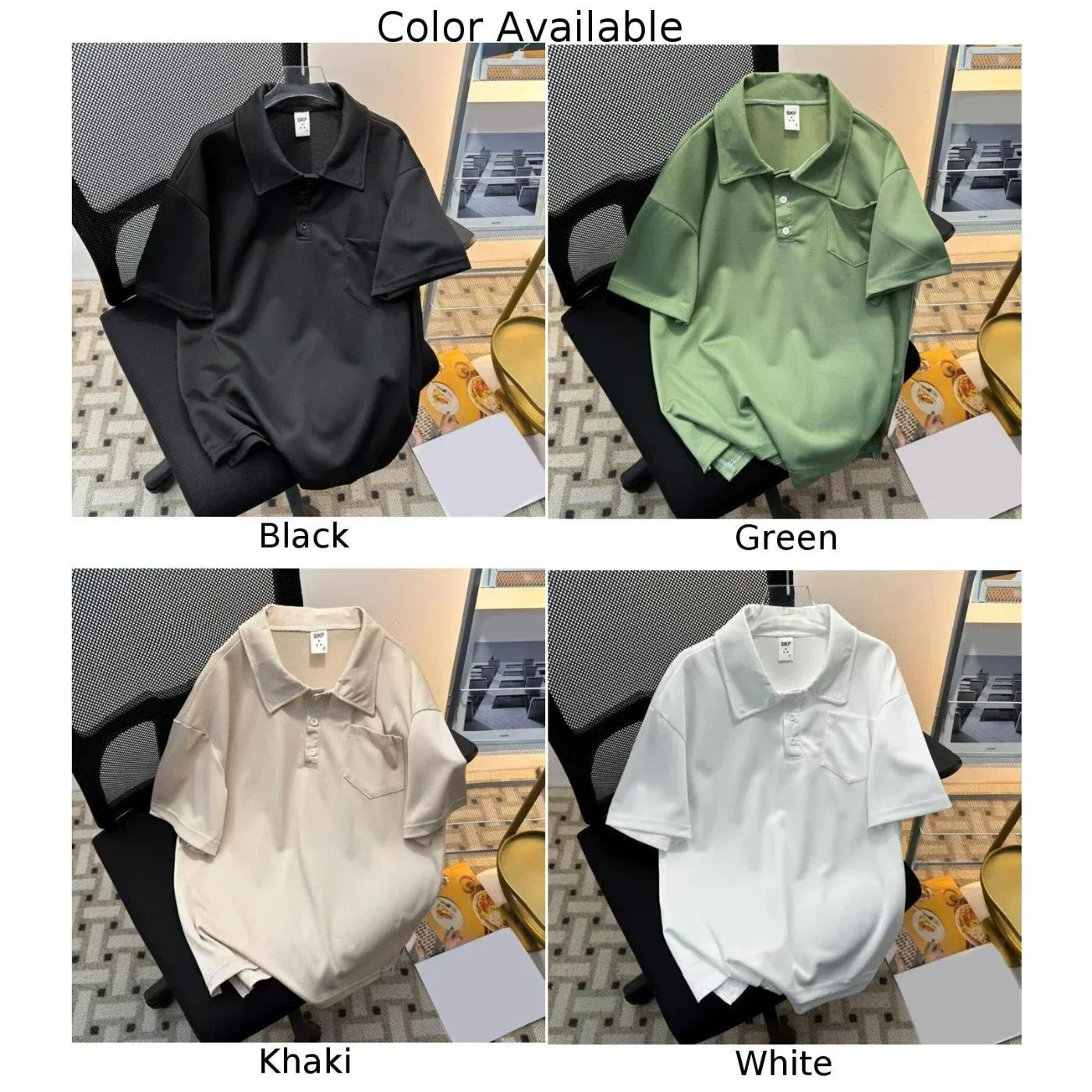 HEARUJOY  -  Casual Outing 2XL Men Summer T-Shirt Men's Casual Summer Tops Short Sleeve Shirt Casual Fashion Lapel Neckline Regular Length