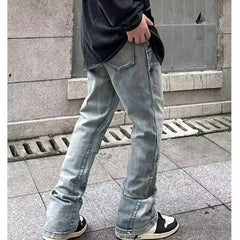 HEARUJOY  -  Y2K Streetwear New Kpop Flare Jeans Cargo Pants Men Clothing Straight Old Vintage Hip Hop Denim Trousers Pantalones Hombre