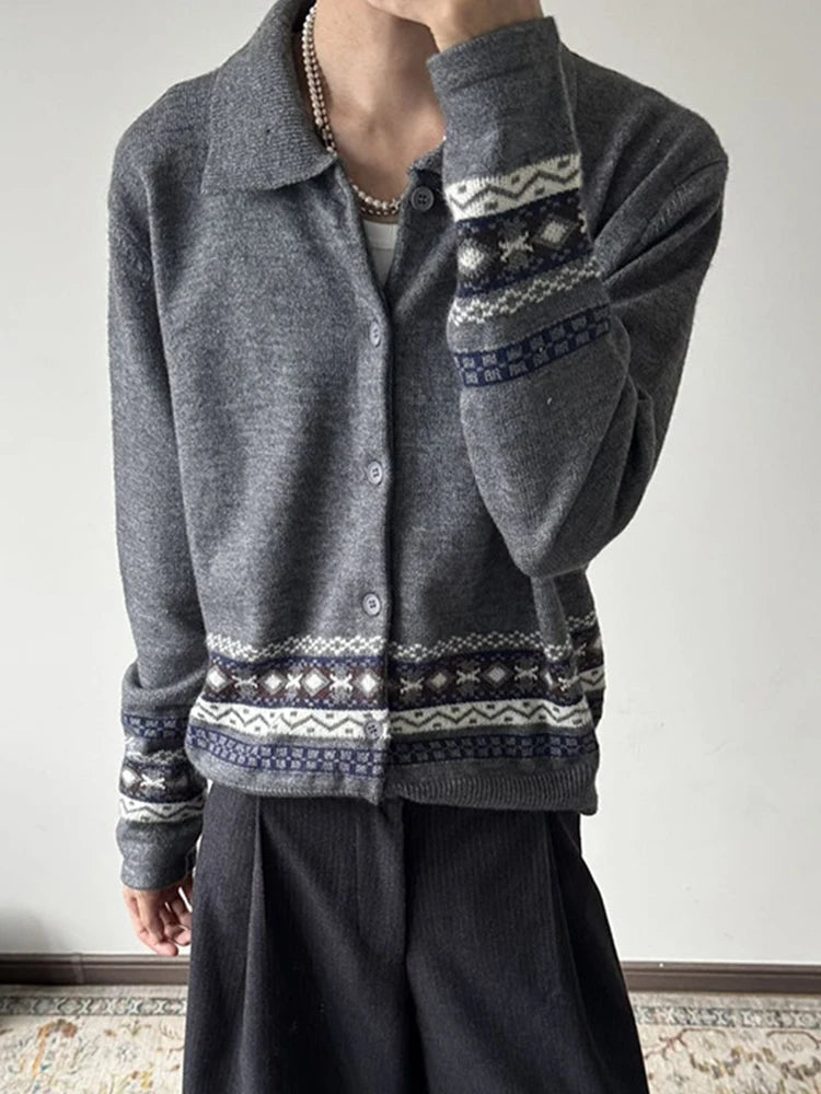 HEARUJOY  -  Stylish Mens Slim Knitted Cardigans Autumn Winter Outdoor Casual Turn-down Collar Knit Jacket Coat Men Vintage Crochet Sweaters