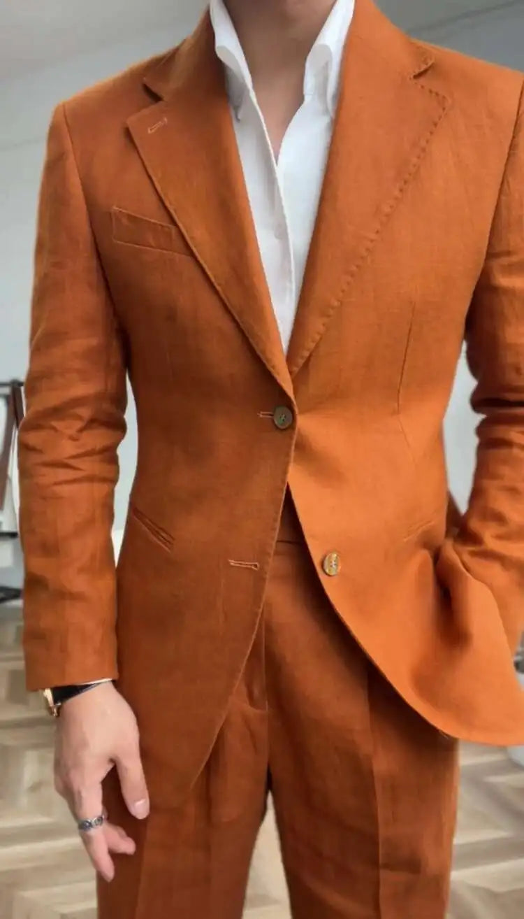 HEARUJOY  -  High Quality Linen Blend Business Dress Suit Wedding Suit Men Versatile Casual Office Party Prom Costume Homme Men Tuxedo Suit