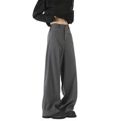HEARUJOY  -  Grey Black Suit Pants Men Fashion Society Mens Dress Pants Korean Loose Straight Pants Mens Office Formal Trousers Plus Size