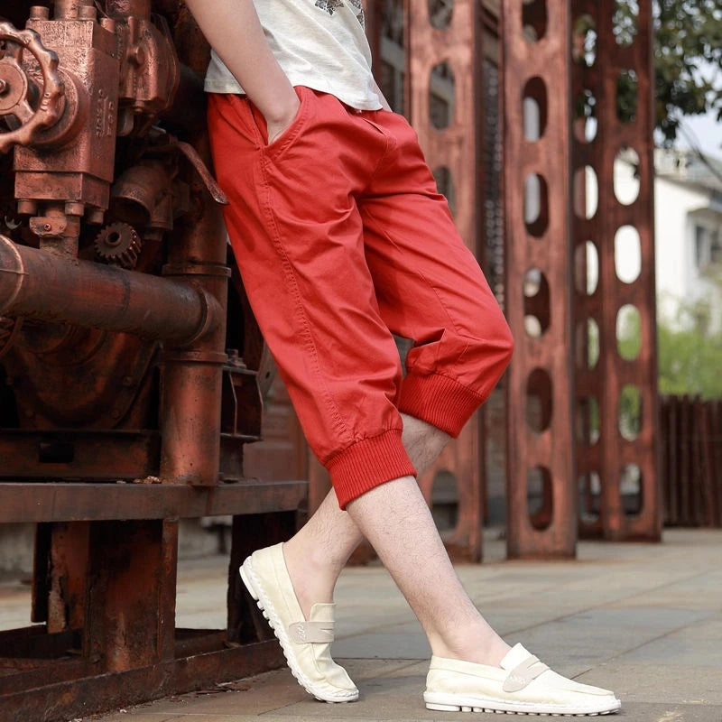HEARUJOY  -  Casual Cropped Pants Men's Small Feet Casual Pants Cotton Shorts Versatile Loose Sports Harem Pants