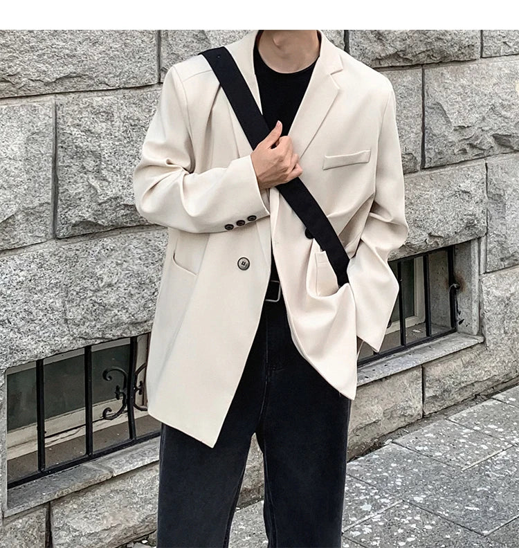 HEARUJOY  -  Spring Summer Men Formal Blazers Men Korean Fashion Loose Casual Dress Jacket Men Harajuku Social Suit Jacket Clothing