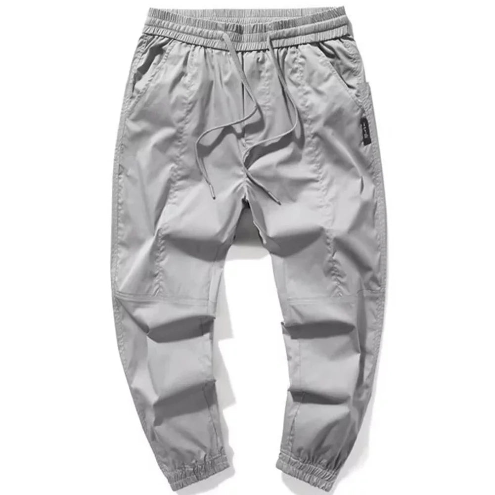 HEARUJOY  -  Men Solid Color Loose Fit Pants Straight Thin Cargo Pants Fashion Casual Trousers Streetwear Solid Color Comfortable