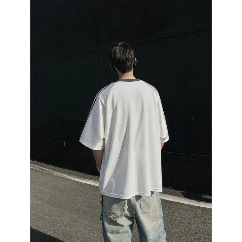 HEARUJOY  -  Summer Short Sleeved T-shirt Men Oversized Casual V-neck T Shirt Men Streetwear Korean Loose Pullover T Shirt Mens Top M-3XL