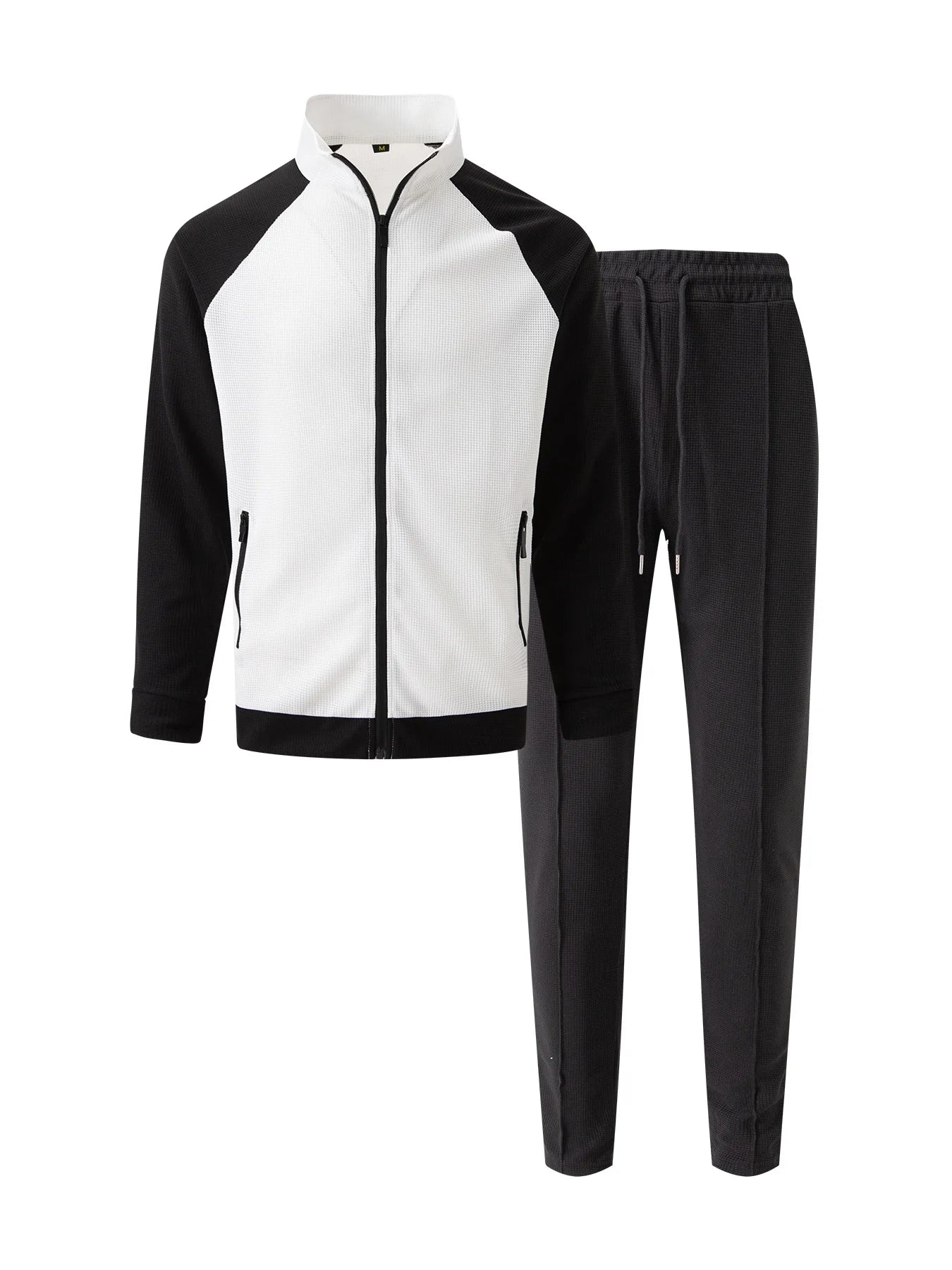 HEARUJOY  -  Spring Autumn Men's Sports Suits Patchwork Raglan Sleeve High Neck Jacket Coat And Pants Two Piece Set Casual Sweatshirt Outfits