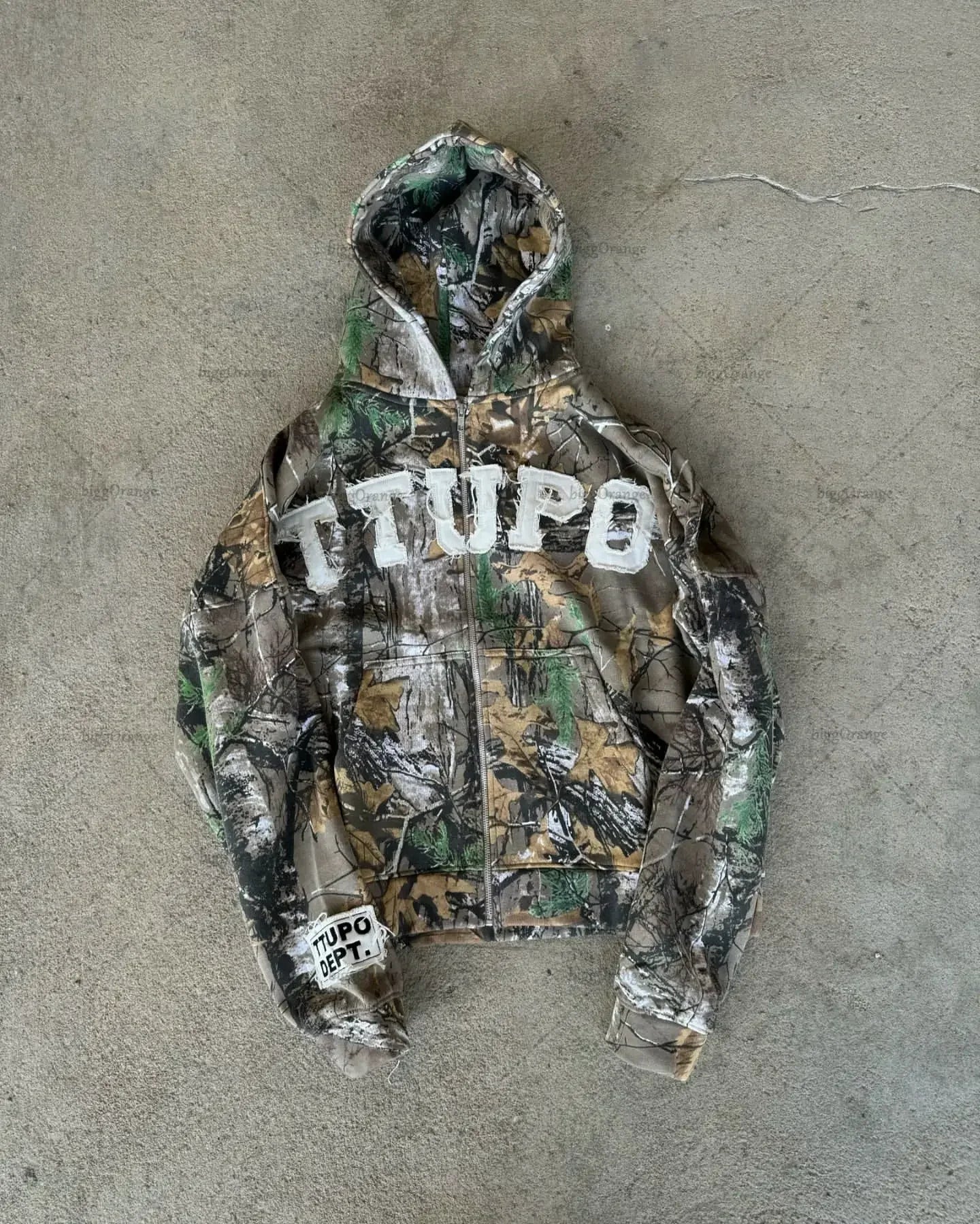 HEARUJOY  -  European and American Harajuku Retro Letter Embroidered Oversized Hoodie Men Camouflage Fashion, Loose Casual Pullover Women