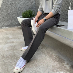 HEARUJOY  -  New Korean Fashion Men Suit Pants Light Luxury Business All-match Straight Slim-fit Casual Trousers Premium Elegant Dress Pants