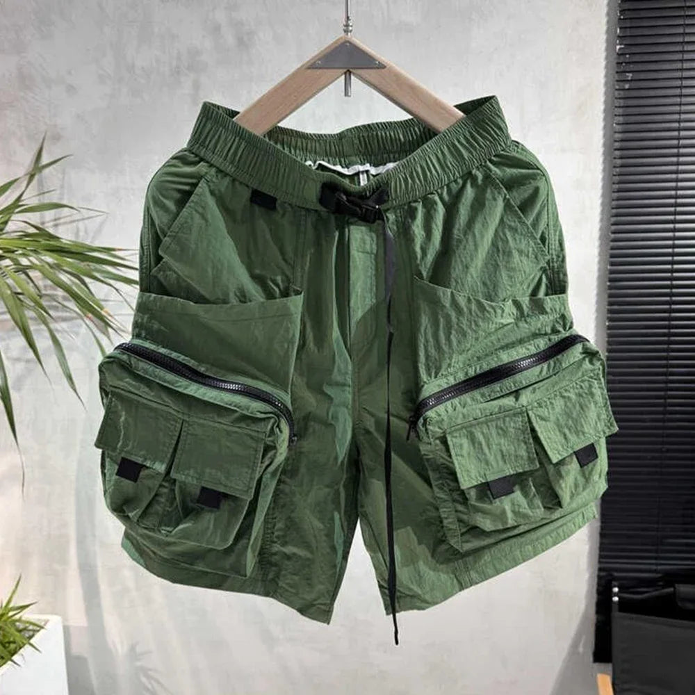 Hearujoy Mens Multi Pocket Streetwear Cargo Pants Outdoor daily Quick Dry Retro Functional Sports Shorts Men's clothing Summer New