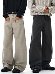 HEARUJOY  -  100% Cotton Wide-leg Jeans Men's Autumn Fashion Pocket Design Casual Trousers Loose American High Street Y2K Denim Pants