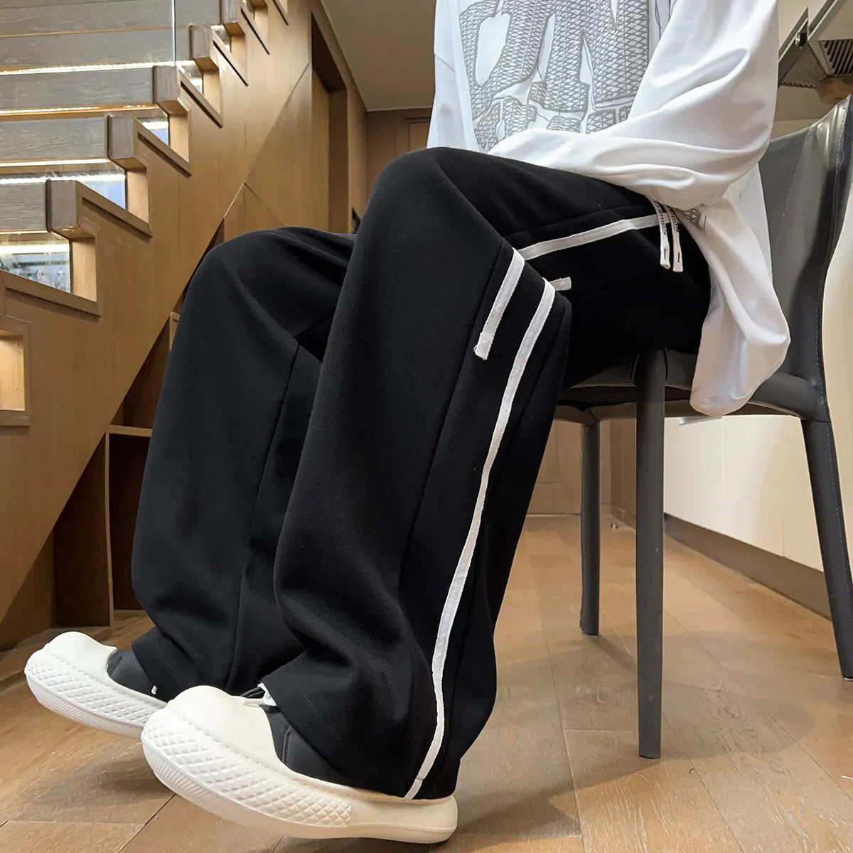 HEARUJOY  -  Harajuku Style Korean Men Wide Leg Pants 2025 New Printed Men Joggers Sweatpants Overalls Men Printed Streetwear Harem Pants