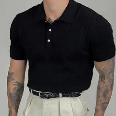HEARUJOY  -  Men's Knitted Short-Sleeved Polo Shirt American Retro Fashion Trend Casual Simple Loose Breathable Niche Summer New Men's Tops