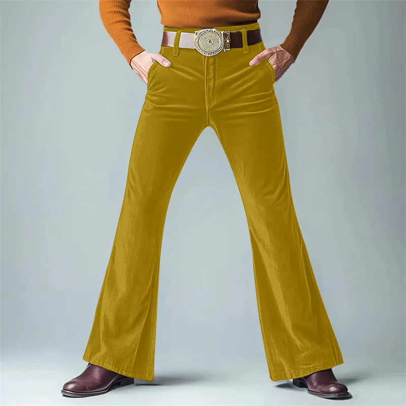 HEARUJOY  -  Spring Autumn Vintage Casual Velvet Flared Pants Men High Street Trendy Suit Trousers Vintage Comfortable Vacation Trousers
