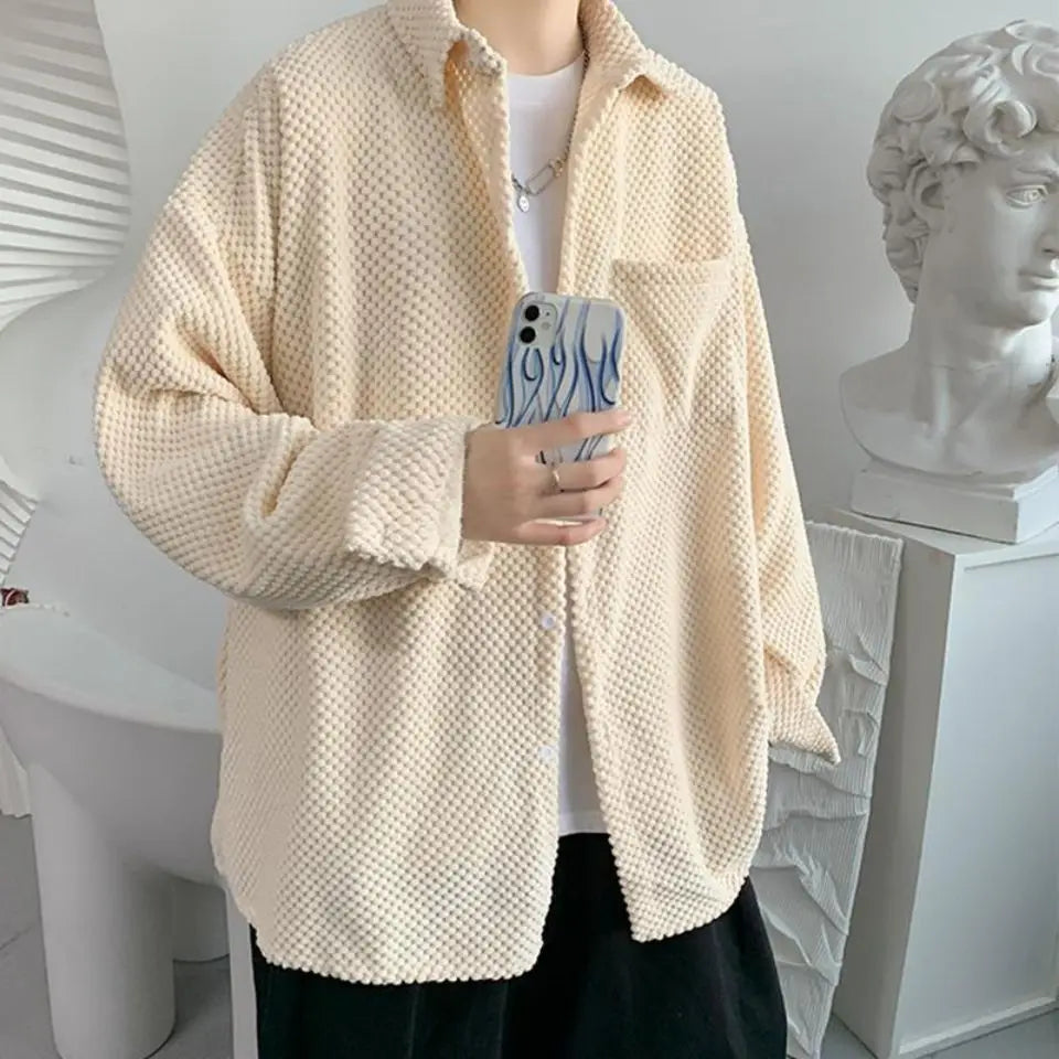 HEARUJOY  -  New Men's Corduroy Shirt Jacket Handsome Long-sleeved Top