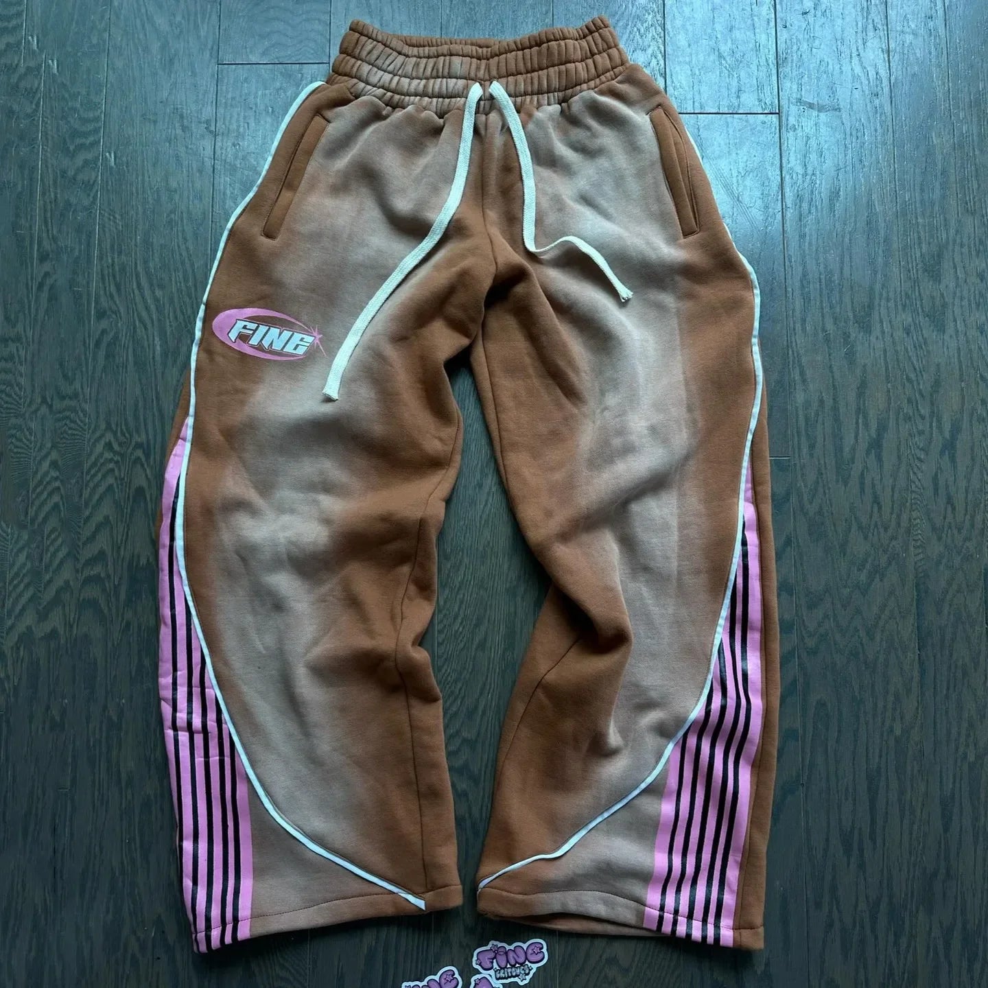 Hearujoy Y2k Embroidery Cotton Stripes Pants New Fashion Hip Hop street Mens Womens Jogger Drawstring Sweatpants Oversize Cargo Trousers