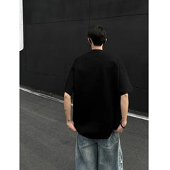 HEARUJOY  -  Summer Short Sleeved T-shirt Men Oversized Casual T Shirt Men Streetwear Korean Loose Round Neck Zipper T Shirt Mens Top M-3XL