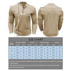 HEARUJOY  -  Men's Fashion Crewneck Long Sleeve T-shirt Henry Spring and Autumn Base Shirt Button Jumper Top