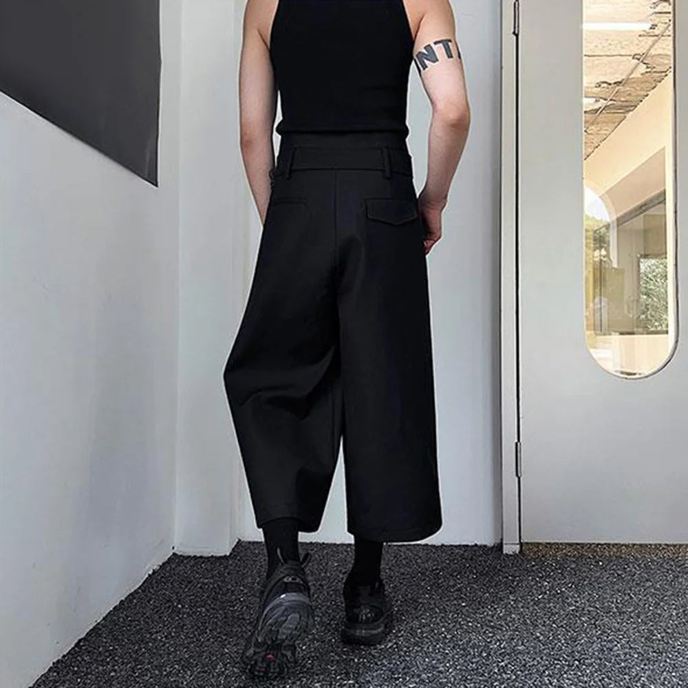 HEARUJOY  -  Mens Pants Belt Dark Wide-Leg Pants Japanese Streetwear Harajuku Commuting Business Office All-Match Casual Pants Men'S Clothing