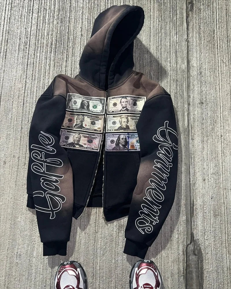 Hearujoy Fashion trend brand Streetwear Oversized zipper hoodie Men letter Print coat Couple Harajuku Hip Hop Gothic sweatshirt jacket