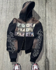 Hearujoy Fashion trend brand Streetwear Oversized zipper hoodie Men letter Print coat Couple Harajuku Hip Hop Gothic sweatshirt jacket