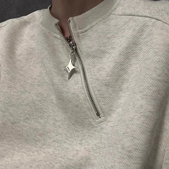 HEARUJOY  -  Men Sweatshirt Side Zip Casual Tshirt Autumn Streetwear Fashion Trend Youth All-Match Daily Long-Sleeved Top Male Men'S Clothing