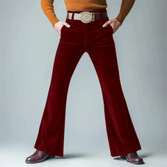 HEARUJOY  -  Spring Autumn Vintage Casual Velvet Flared Pants Men High Street Trendy Suit Trousers Vintage Comfortable Vacation Trousers