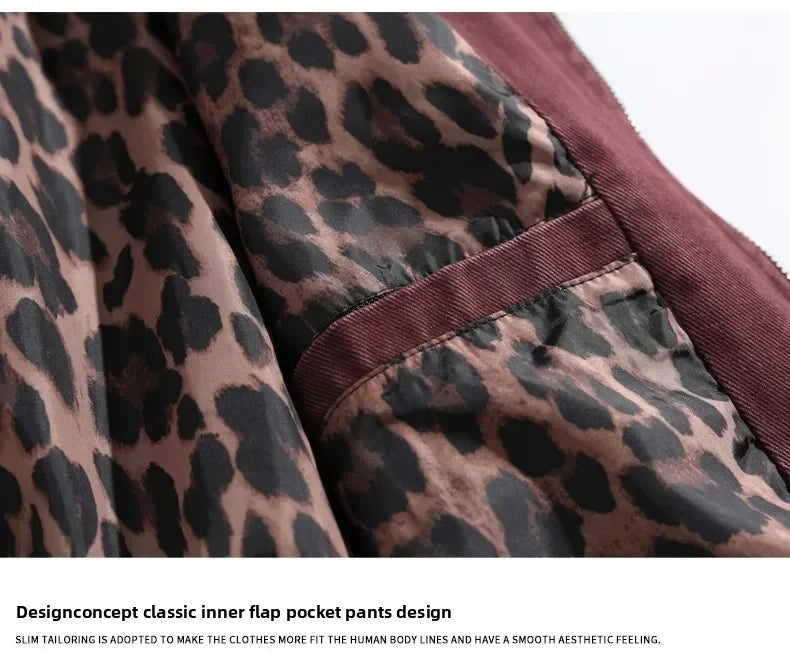 HEARUJOY  -  Men's Jacket Men's Workwear Collared Outerwear Vintage Pure Cotton Leopard Print Detroit Jacket Mens Leather Bomber Jacket Denim
