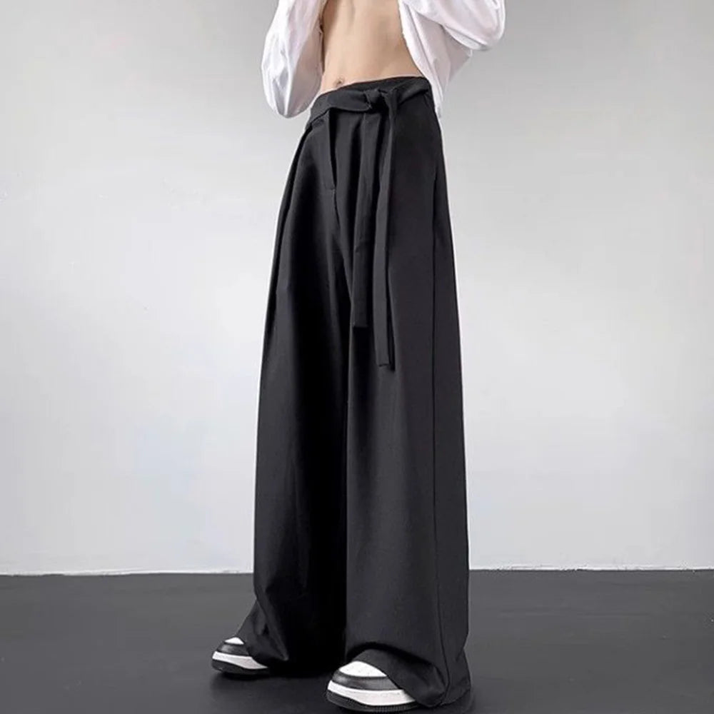HEARUJOY  -  Mens Y2k Japanese Belt Casual Trousers Streetwear Daily Niche Personality Versatile Comfortable Straight Pants