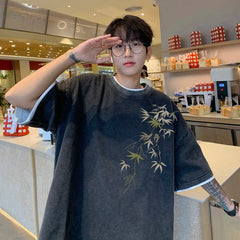 Hearujoy Overiszed 3XL Retro Batik Printed T-shirt Men Summer Short Sleeve Hip Hop Drop Shoulder Loose Casual Tops Tee Male New 2024