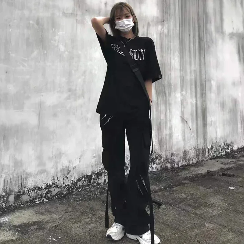 HEARUJOY  -  High Street Black Multi Zipper Jeans Men Streetwear Baggy Wide Leg Jeans 2025 American Straight Casual Loose Denim Cargo Pants