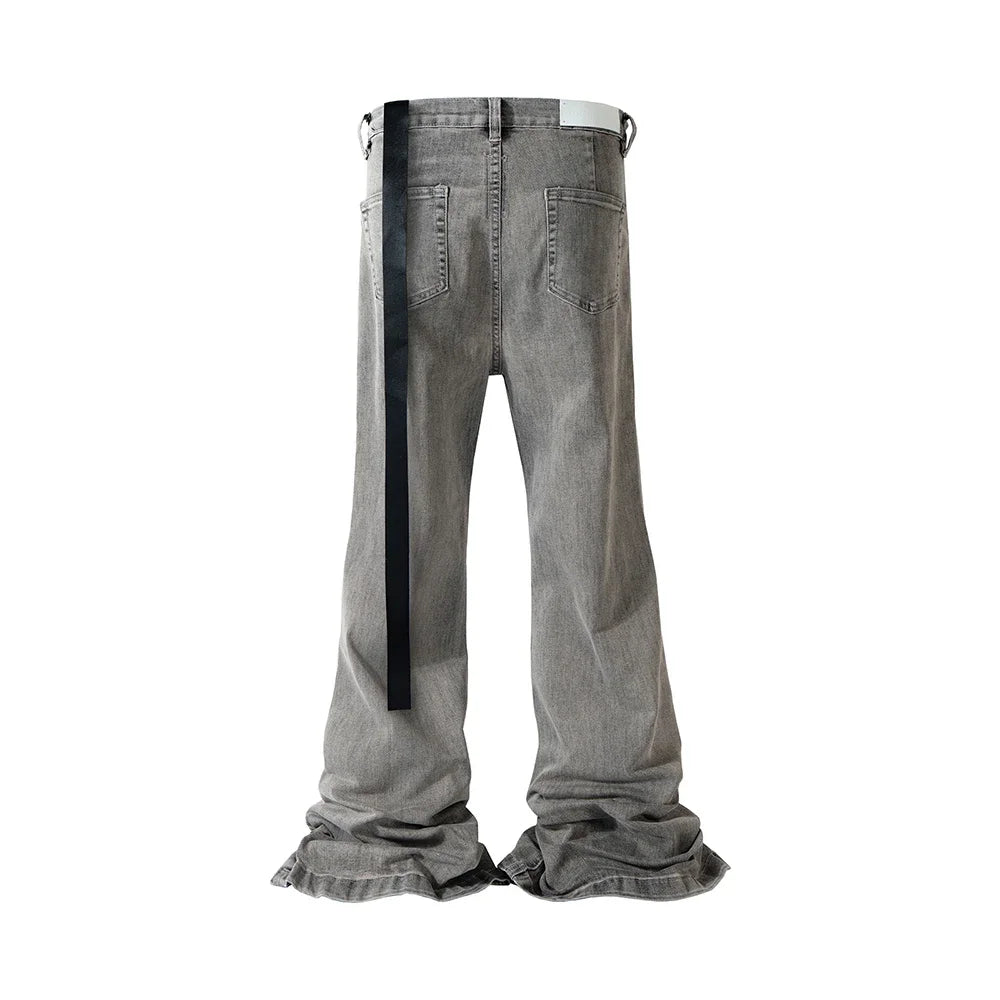 Hearujoy Wrinkled Wshed Mens Gray Jeans Pants Straight Vintage Casual Baggy Denim Trousers Oversized Loose Cargos