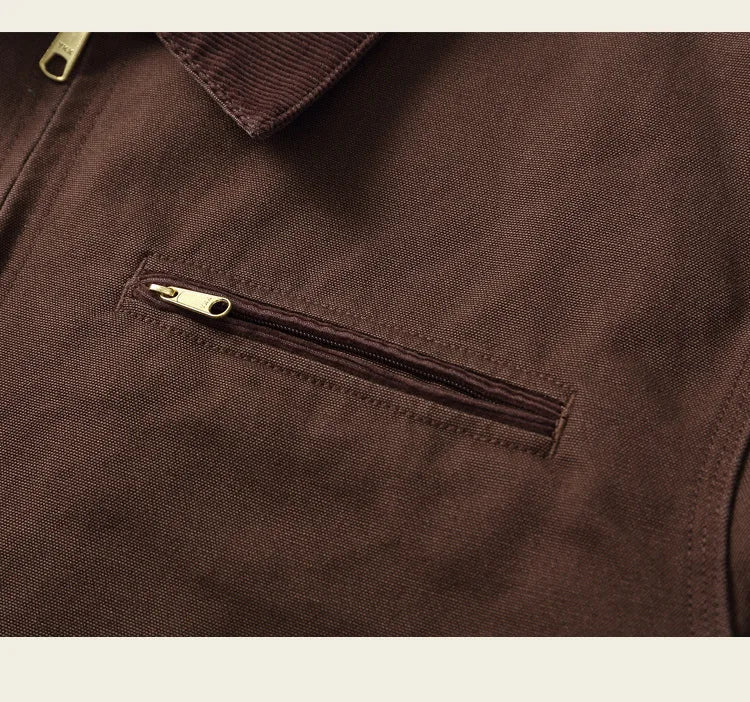 HEARUJOY  -  Classic Detroit Jacket J01 American Vintage Workwear Spring/Fall 100% Cotton Canvas Jacket J97 Loose-Fit Lightweight Coat
