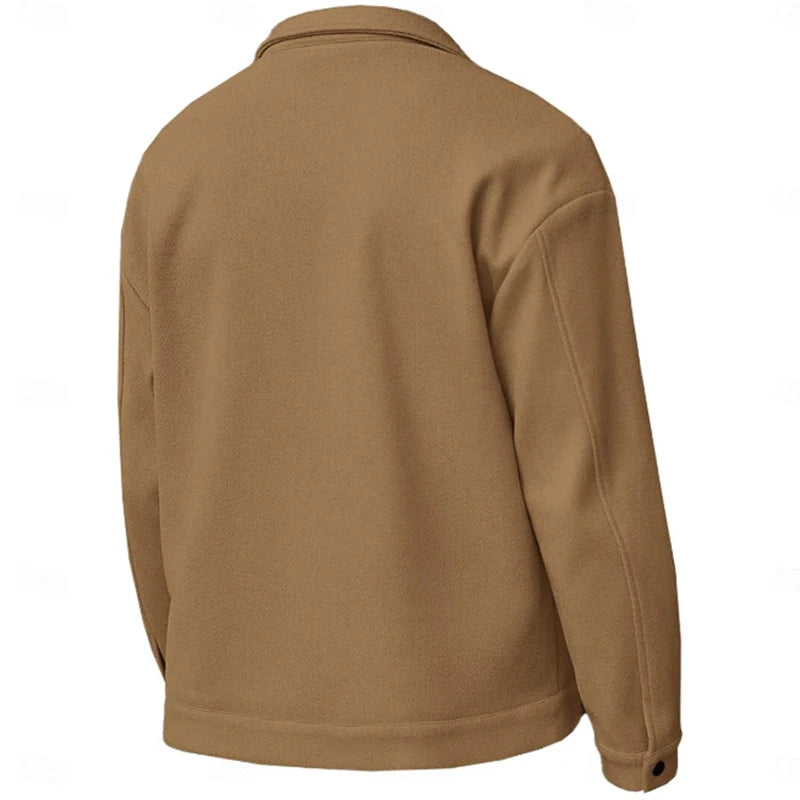 HEARUJOY  -  Daily Casual Mens Woolen Jacket Coat Vintage Turn-down Collar Button Pockets Cargo Jackets Men Autumn Fashionable Cardigan Tops